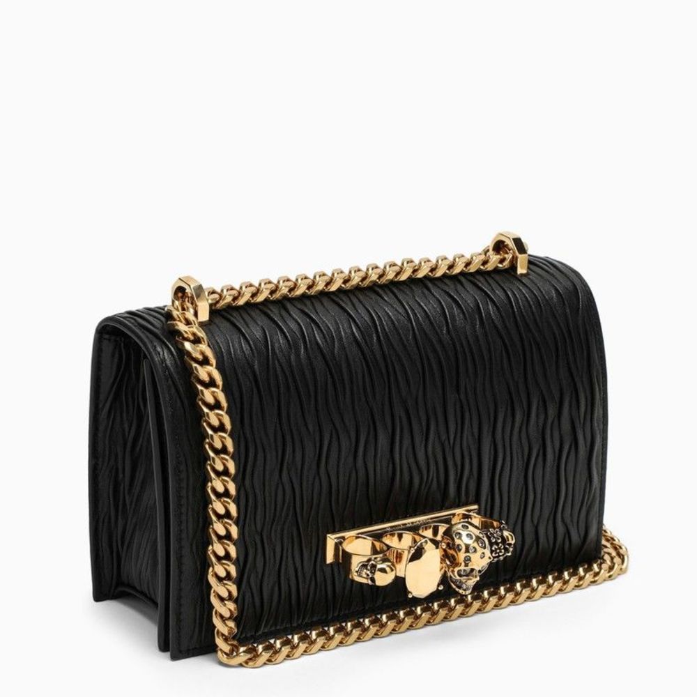 Alexander Mcqueen Jewelled Satchel Black Nappa Bag - Picture 3 of 6